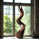 Modern Flame Solid Wood Sculpture for Living Room Contemporary Abstract Art Piece