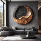Contemporary Textured Solid Wood Wall Art Sculpture for Living Room