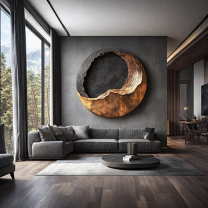 Contemporary Textured Solid Wood Wall Art Sculpture for Living Room