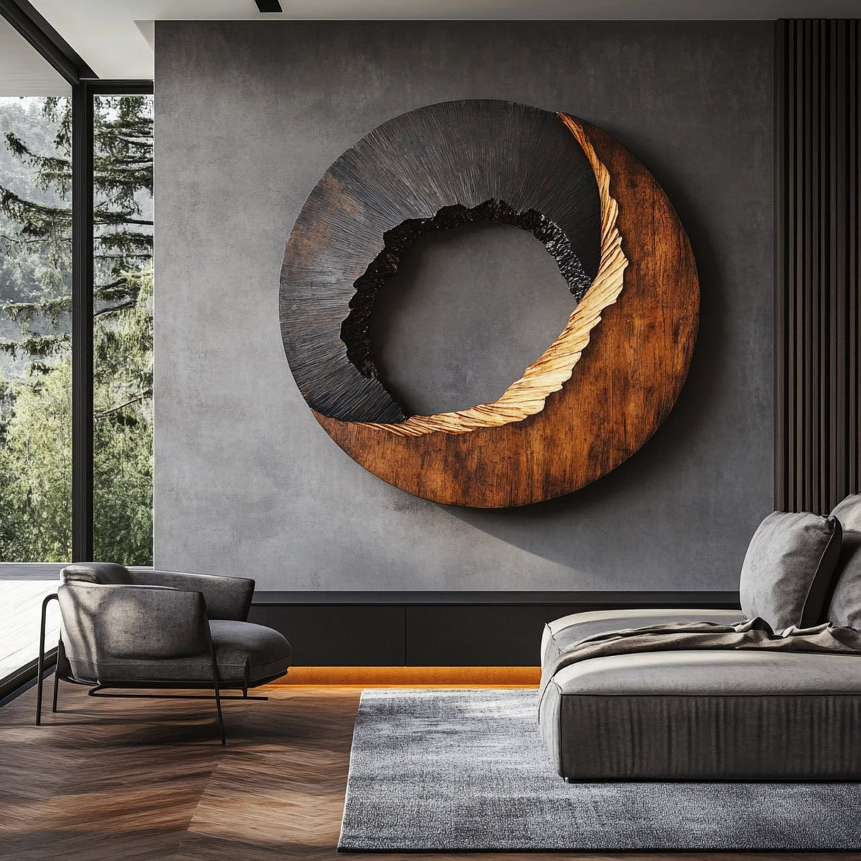 Modern Textured Solid Wood Wall Art Sculpture for Living Room
