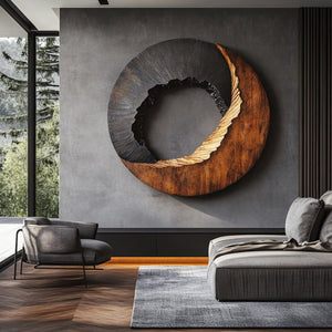 Modern Textured Solid Wood Wall Art Sculpture for Living Room