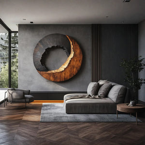 Modern Textured Solid Wood Wall Art Sculpture for Living Room