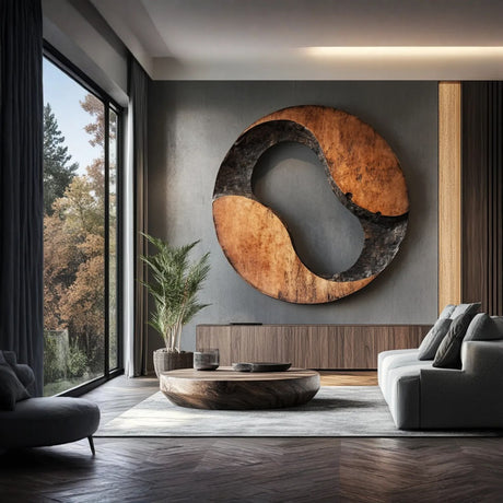 Modern Cutout Solid Wood Wall Sculpture for Living Room