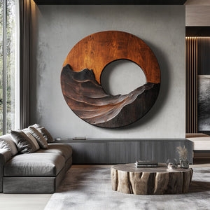 Natural Ridge Solid Wood Wall Sculpture for Living Room
