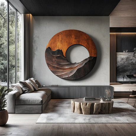 Natural Ridge Solid Wood Wall Sculpture for Living Room