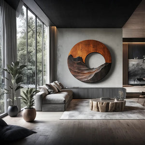 Natural Ridge Solid Wood Wall Sculpture for Living Room