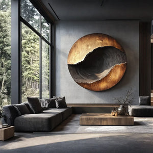 Organic Solid Wood Wall Sculpture for Living Room Display
