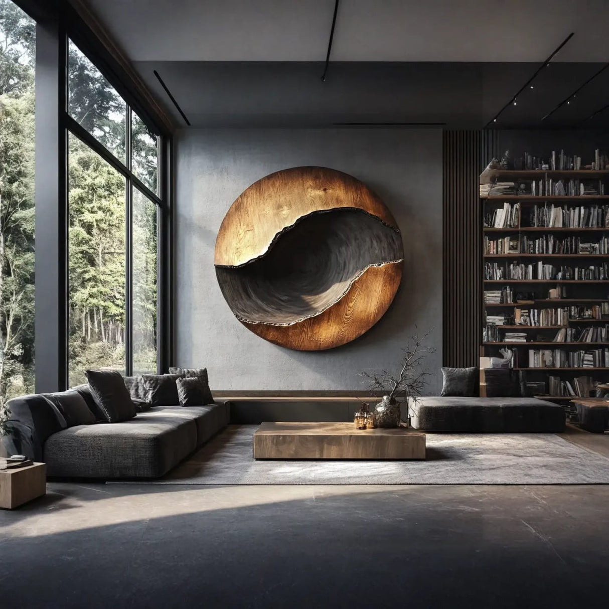 Organic Solid Wood Wall Sculpture for Living Room Display