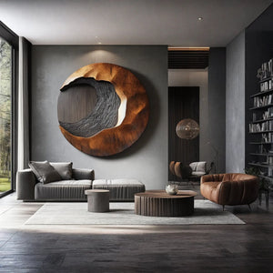 Abstract Solid Wood Wall Sculpture for Living Room Display