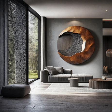 Abstract Solid Wood Wall Sculpture for Living Room Display
