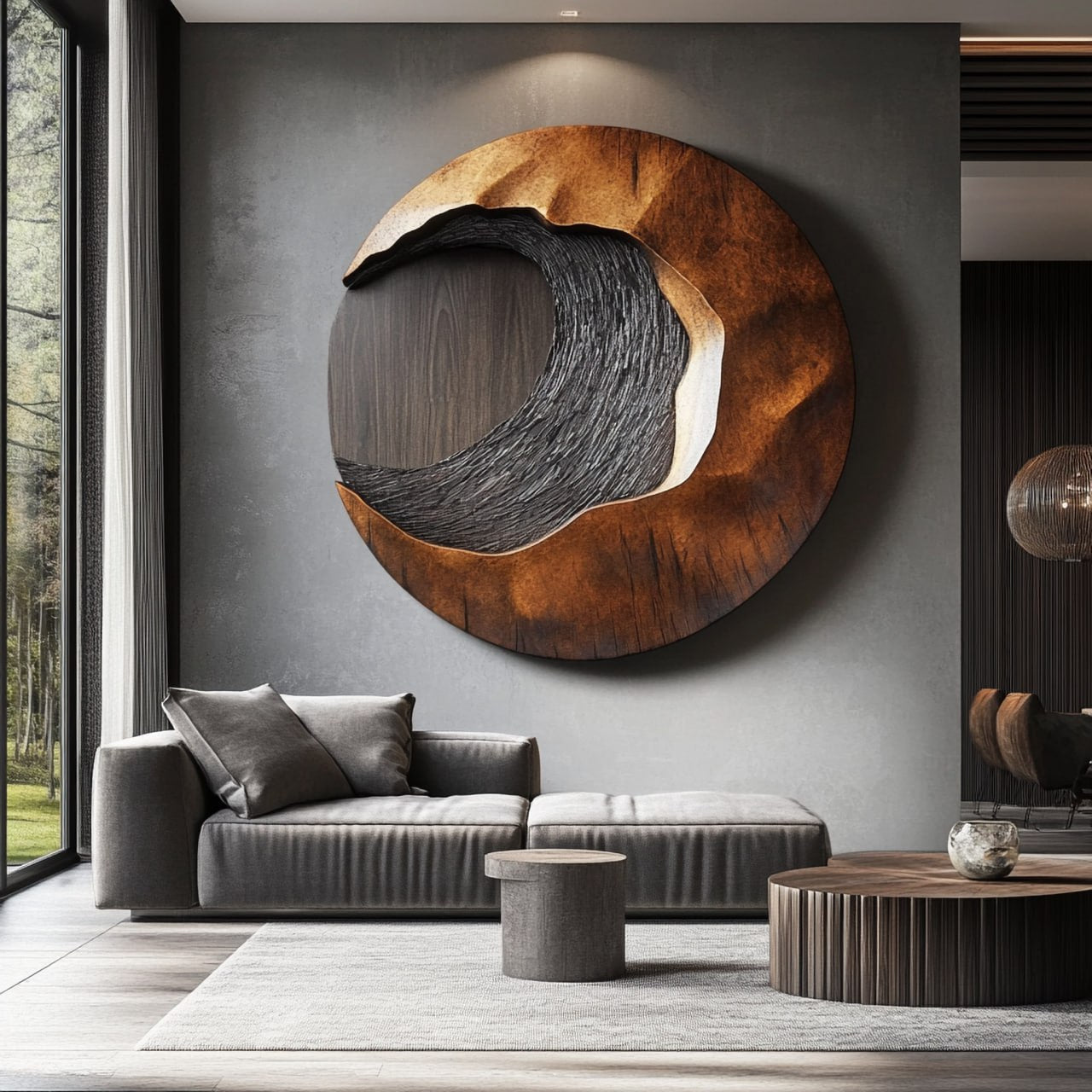 Abstract Solid Wood Wall Sculpture for Living Room Display