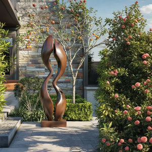 Modern Abstract Solid Wood Outdoor Sculpture for Garden Display