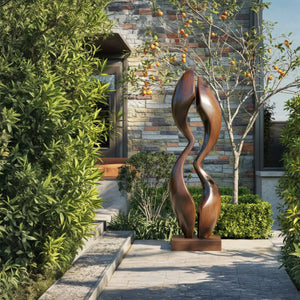 Modern Abstract Solid Wood Outdoor Sculpture for Garden Display