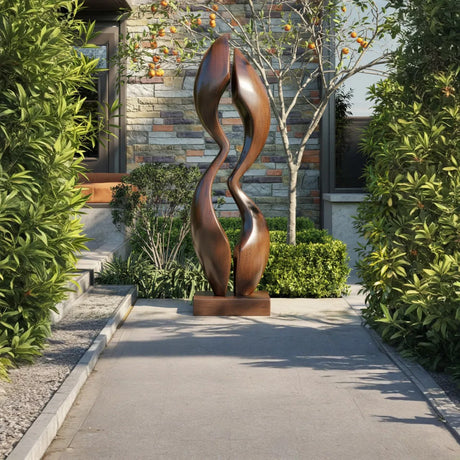 Modern Abstract Solid Wood Outdoor Sculpture for Garden Display