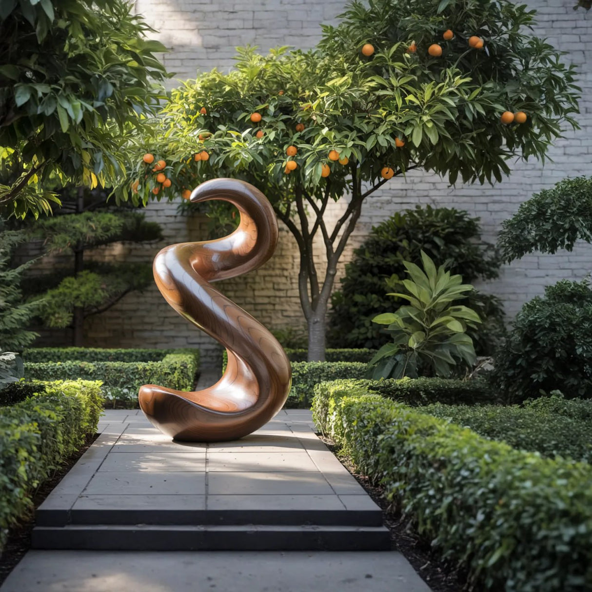 Modern Abstract Solid Wood Sculpture for Indoor and Outdoor Display
