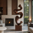 Modern Abstract Solid Wood Sculpture for Living Room Contemporary Organic Art