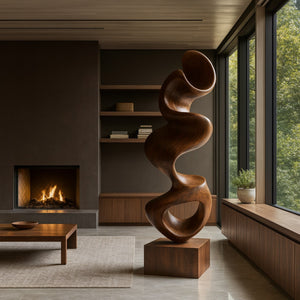 Solid Wood Flow-Form Sculpture for Living Rooms and Entryways