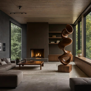 Solid Wood Flow-Form Sculpture for Living Rooms and Entryways