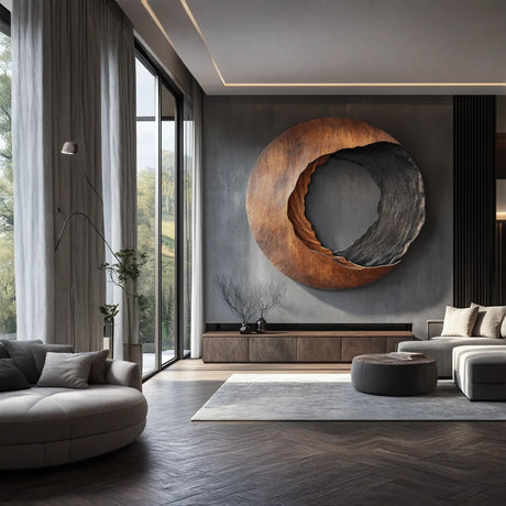 Abstract Open Core Solid Wood Wall Sculpture for Modern Living Room