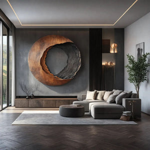 Abstract Open Core Solid Wood Wall Sculpture for Modern Living Room