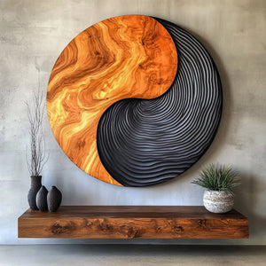 Flowing Grain Solid Wood Wall Art Sculpture for Living Room