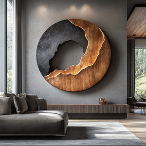 Modern Textured Solid Wood Wall Sculpture for Living Room
