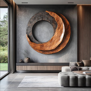 Abstract Sculpted Solid Wood Wall Sculpture for Living Room Feature Walls