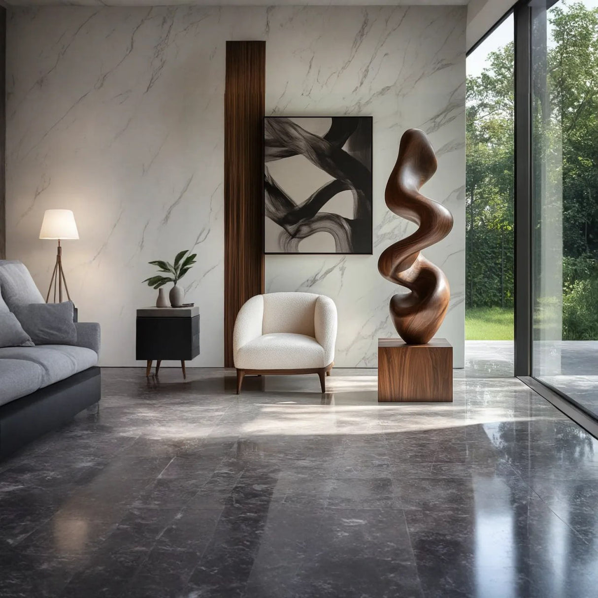 Contemporary Solid Wood Flow Sculpture for Living Room Accent Display