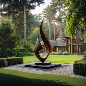 Flowing Flame Solid Wood Outdoor Sculpture for Garden Landscapes