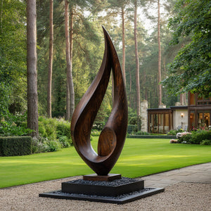 Sculptural Leaf Form Solid Wood Garden Art for Landscape and Outdoor Design