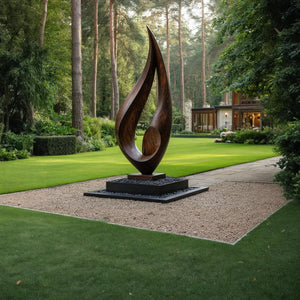 Sculptural Leaf Form Solid Wood Garden Art for Landscape and Outdoor Design