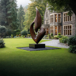 Organic Modern Outdoor Solid Wood Sculpture for Garden and Landscape Display