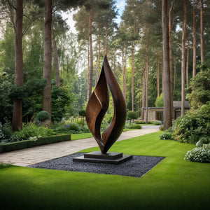 Contemporary Solid Wood Garden Sculpture for Outdoor Landscape Feature
