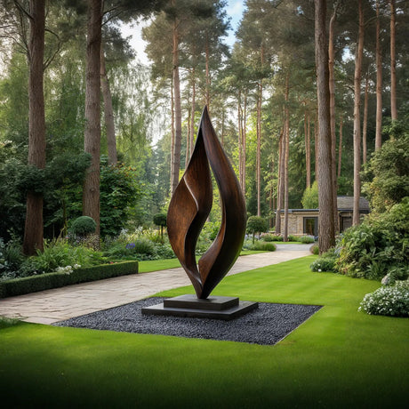 Contemporary Solid Wood Garden Sculpture for Outdoor Landscape Feature