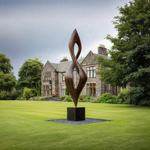 Sculptural Solid Wood Garden Centerpiece with Flowing Organic Form