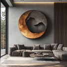 Contemporary Solid Wood Round Wood Wall Art for Living Rooms