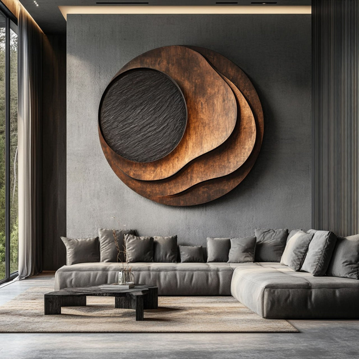 Organic Solid Wood Round Wood Wall Art for Living Room Feature Walls