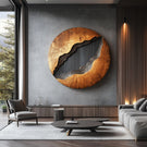 Contemporary Solid Wood Round Wood Wall Art for Living Room Feature Walls