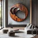 Contemporary Solid Wood Carved Wood Wall Art for Living Rooms