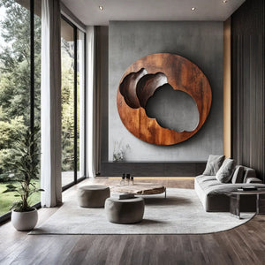 Contemporary Solid Wood Carved Wood Wall Art for Living Rooms