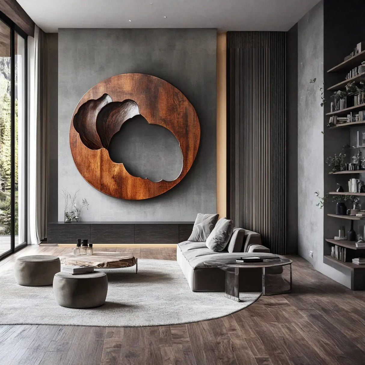 Contemporary Solid Wood Carved Wood Wall Art for Living Rooms