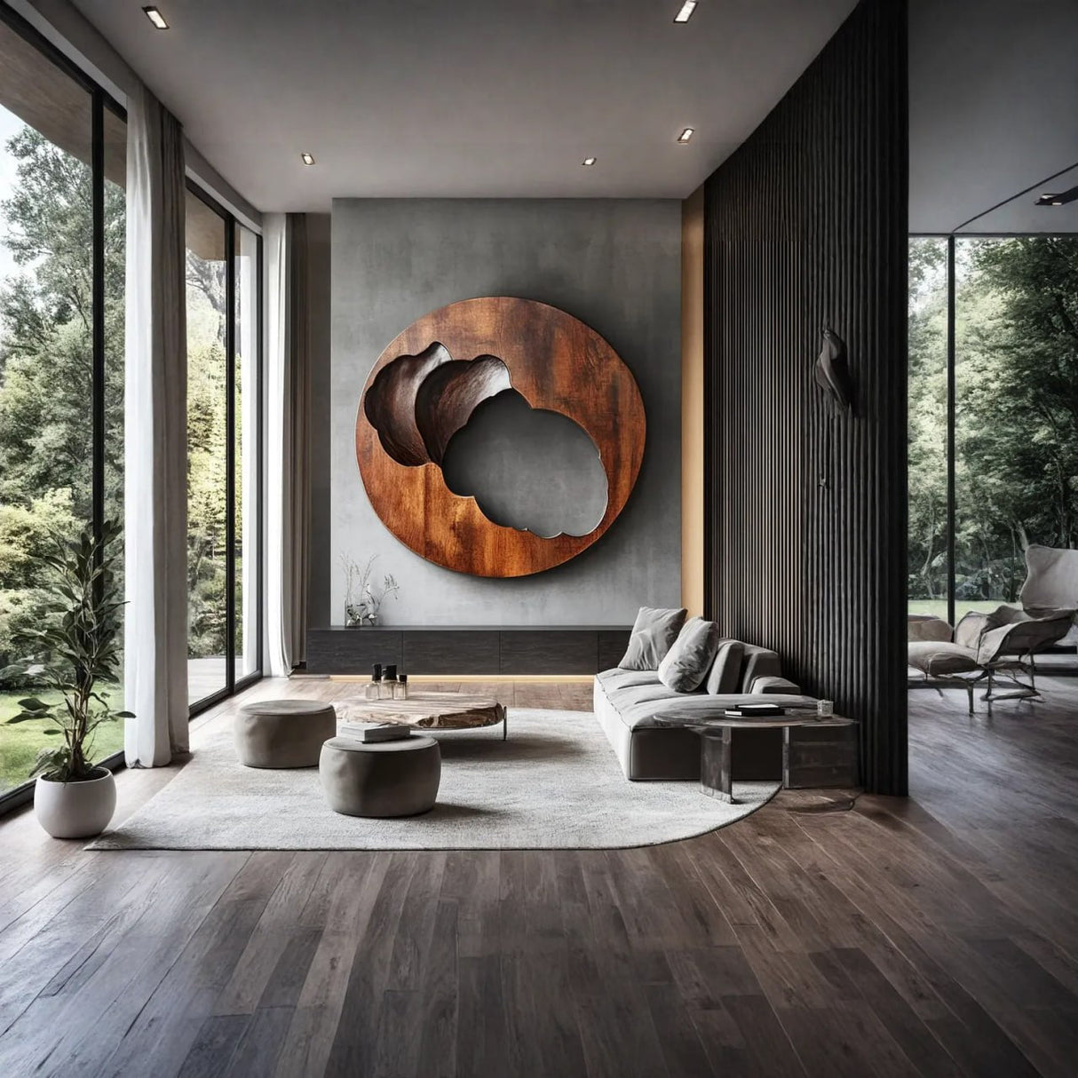 Contemporary Solid Wood Carved Wood Wall Art for Living Rooms