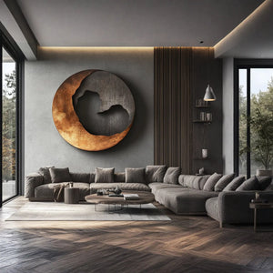 Contemporary Solid Wood Round Wood Wall Art for Living Rooms