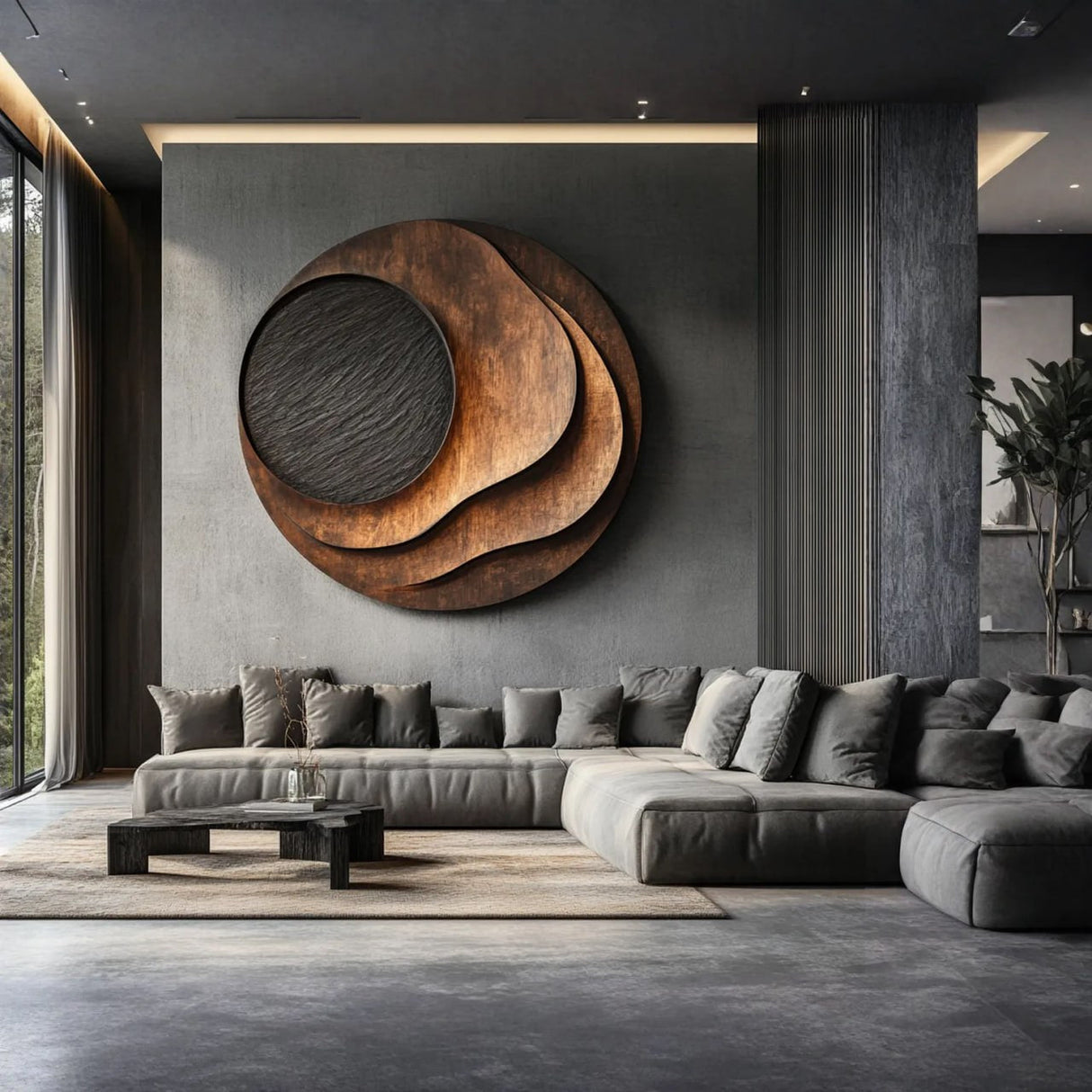 Organic Solid Wood Round Wood Wall Art for Living Room Feature Walls
