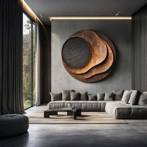 Organic Solid Wood Round Wood Wall Art for Living Room Feature Walls