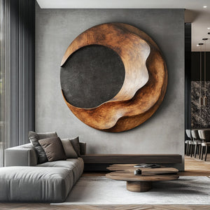 Organic Circular Solid Wood Wall Art for Living Room Accent