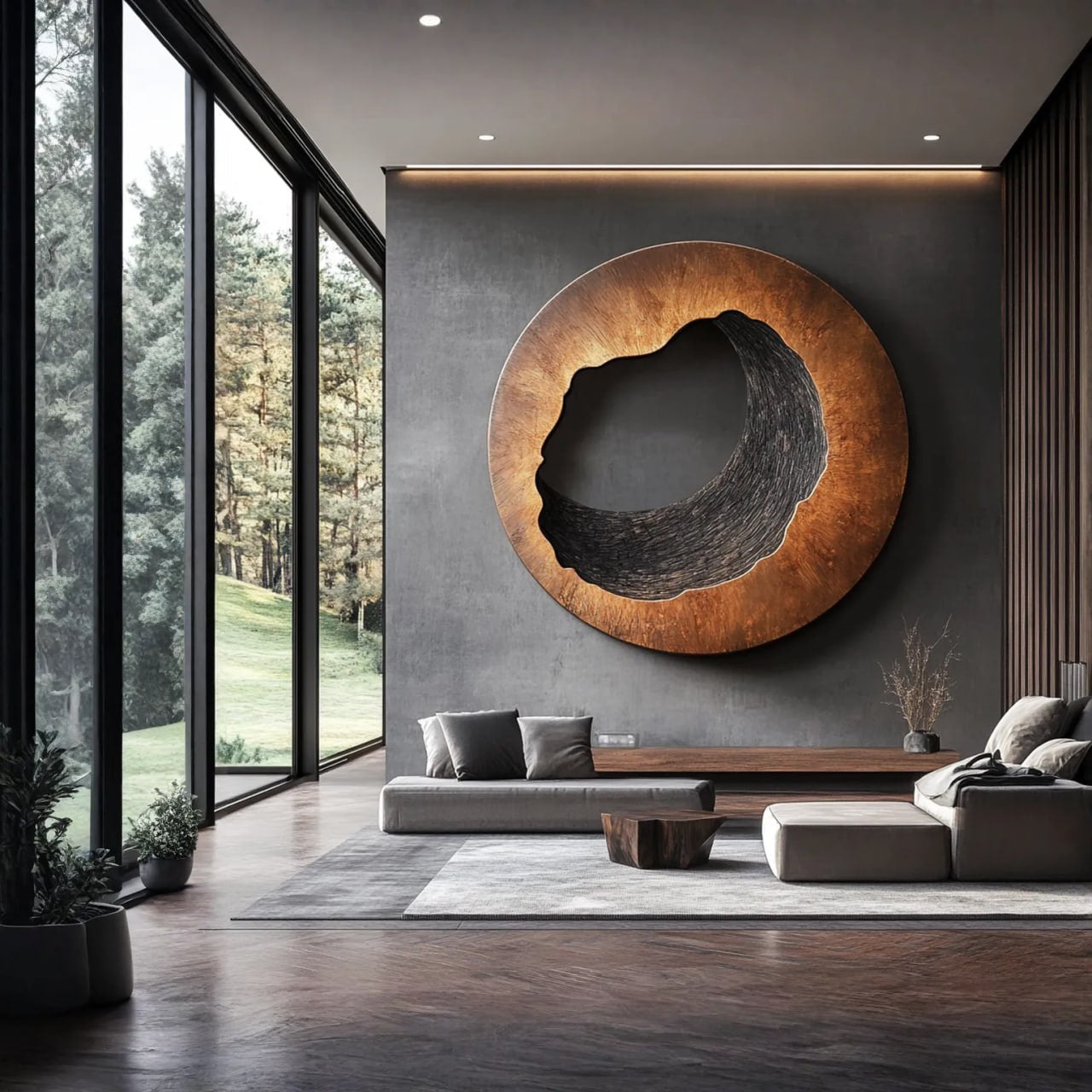 Contemporary Solid Wood Wall Art for Living Room Interior