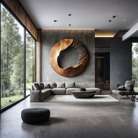 Contemporary Round Solid Wood Wall Art for Living Room Decor