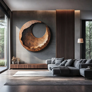 Large Solid Wood Carved Wall Art for Living Room Display