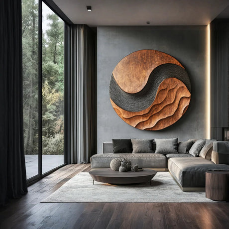 Organic Solid Wood Wave Wall Art for Living Room